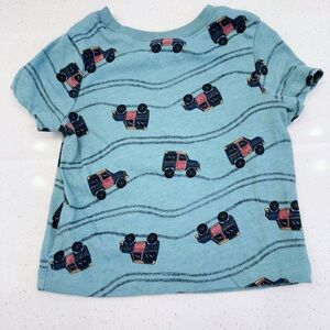 Old Navy Baby Boy 12-18 Months Short Sleeve Truck Shirt 100% Cotton Blue